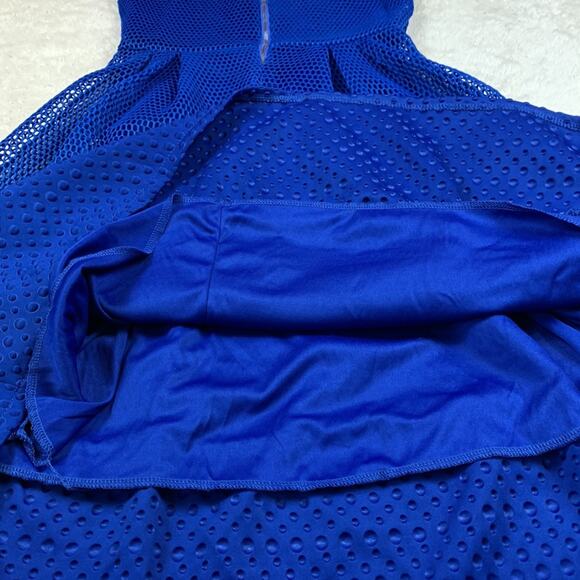 Cobalt blue mesh and bubble fit and flare scuba dress, size 1 - Picture 7 of 13